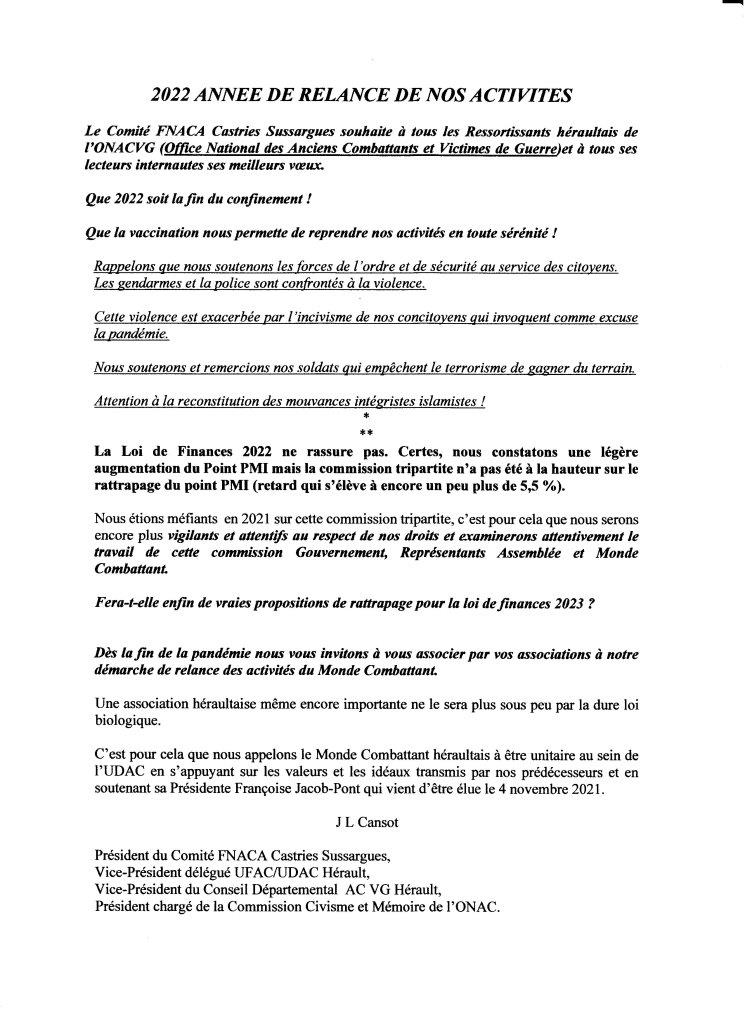 Année 2022 relance des activités